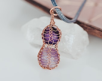 Amethyst Necklace, Wire Wrapped Pendant, 30th Birthday Gift, Boho Necklace