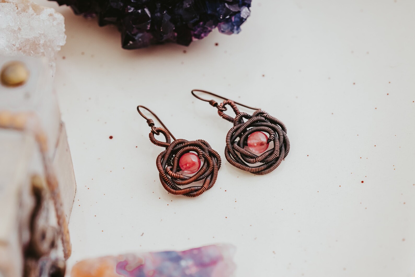 Bird Nest Earrings, Wire Wrapped Earrings, Gift for Mom, Witch Jewelry