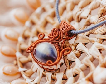 Copper Wire Wrapped Cowrie Shell Pendant, Cottagecore Necklace, Gift for Women