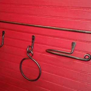 Simple Hand Forged Wrought Iron Bath Set with Towel Bar, Towel ring, Robe Hook, Toilet Tissue T.P. Holder