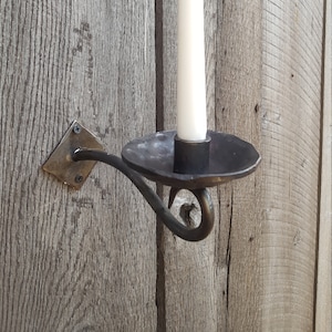 Hand Forged Candlestick Sconce, Wall mounted candle holder. Glad to do custom work.