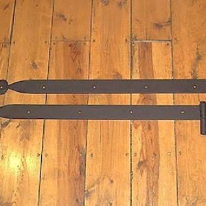 Pair of 31" x 2" Iron Strap Hinges "Extra Heavy Duty" Spade Motif. Position A.