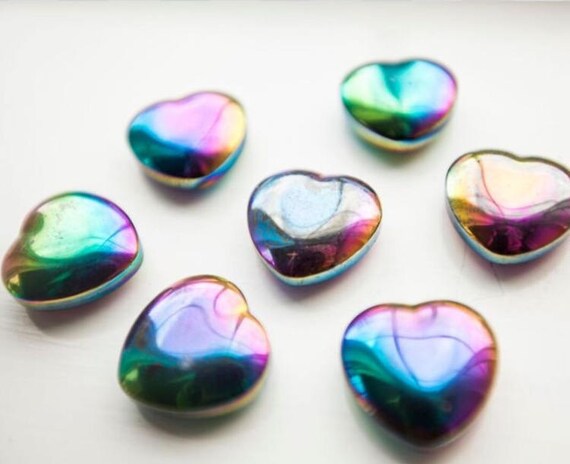 Rainbow Hematite Heart Rainbow Hematite Crystal Heart Etsy