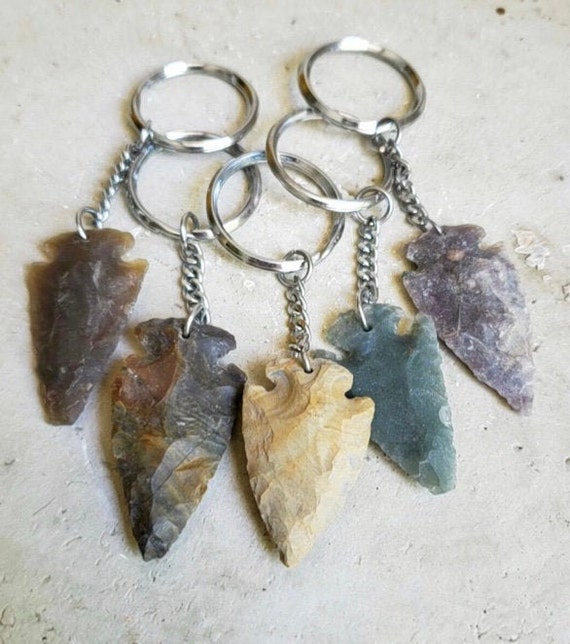Arrowhead Keychain Arrowhead Keychain Crystal Keychain Etsy