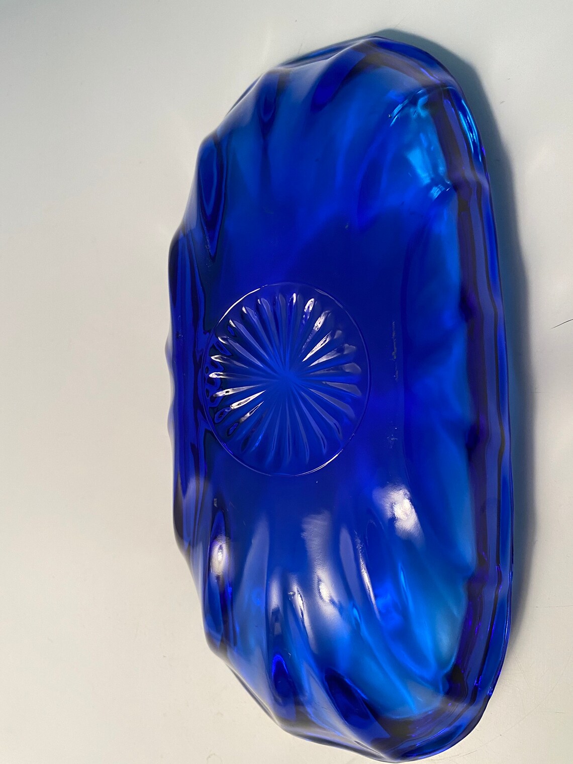 Cobalt Blue Glass Candy Dish Oval Etsy