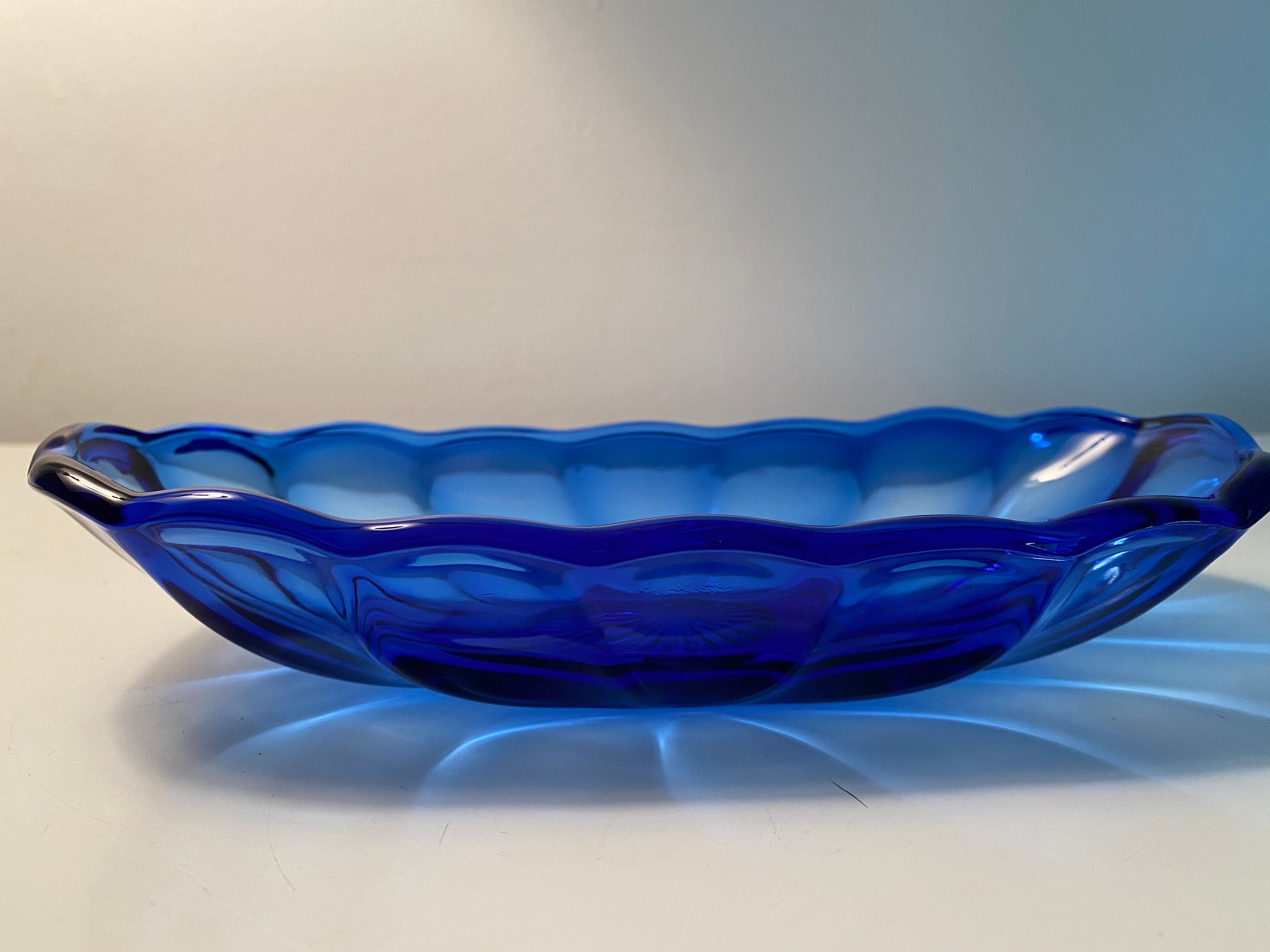 Cobalt Blue Glass Candy Dish Oval Etsy