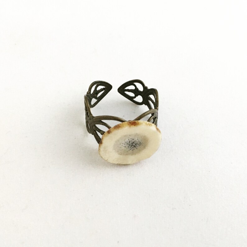 Natural Deer Antler Gift Box Jewelry Filigree Band Antler Ring Bone Adjustable Rustic Organic Nickel Free