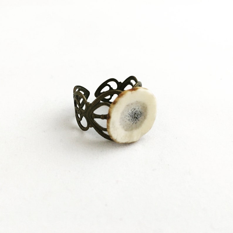 Natural Deer Antler Gift Box Jewelry Filigree Band Antler Ring Bone Adjustable Rustic Organic Nickel Free
