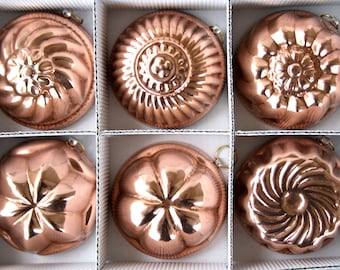 Set of 6 copper molds for sweets and foods