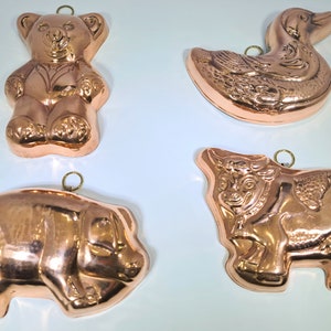 Kuchenformen aus Kupfer, 4 Modelle