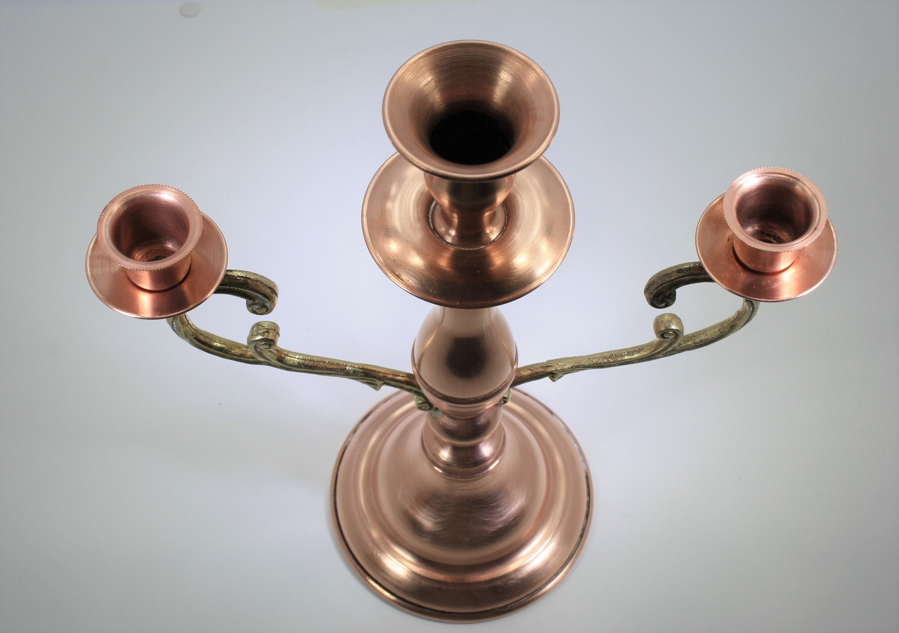Vintage copper candelabra / 3 arms candle holder / copper Etsy