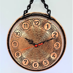 Copper clock with chain/ wall clock / copper wall clock / wall decor