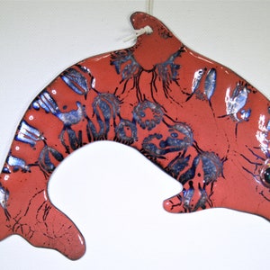 DOLPHIN to hang on the wall / wall (Wall fishes) in copper with glass enamel