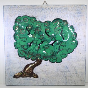 OLIVE TREE to hang on the wall. Made with copper and glass enamel