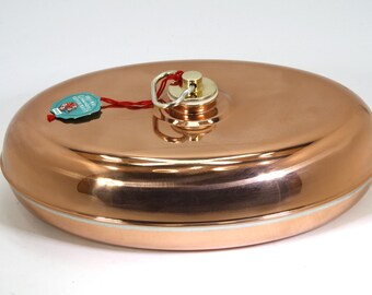 Oval copper bed warmer. Vintage Stockli with box