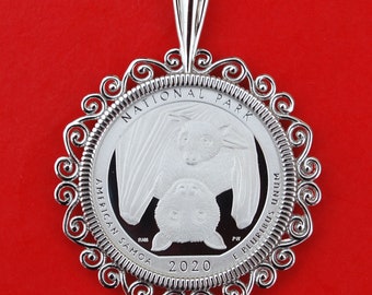 2020 Fruit Bat Year Of The Bat US Commemorative Quarter American Samoa First Time Cut Hand Cut Coin Pendant