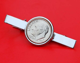70th Birthday Gift Anniversary Gift 1949 1950 1948 Dime Tie Bar Clasp Tie Tack Gifts For Him Mens Accessories