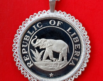 1941 Republic of Liberia 2 Cents Elephant Palm Tree BU Coin