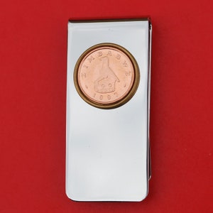 1997 Zimbabwe 1 Cent BU Uncirculated Coin Solid Brass Silver Money Clip New - Stone-carved Great Zimbabwe Bird National Emblem