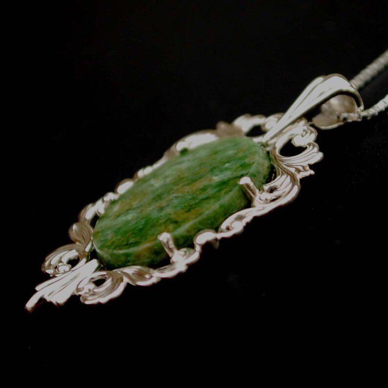 Gorgeous Wyoming Jade 925 Sterling Silver Necklace | Etsy