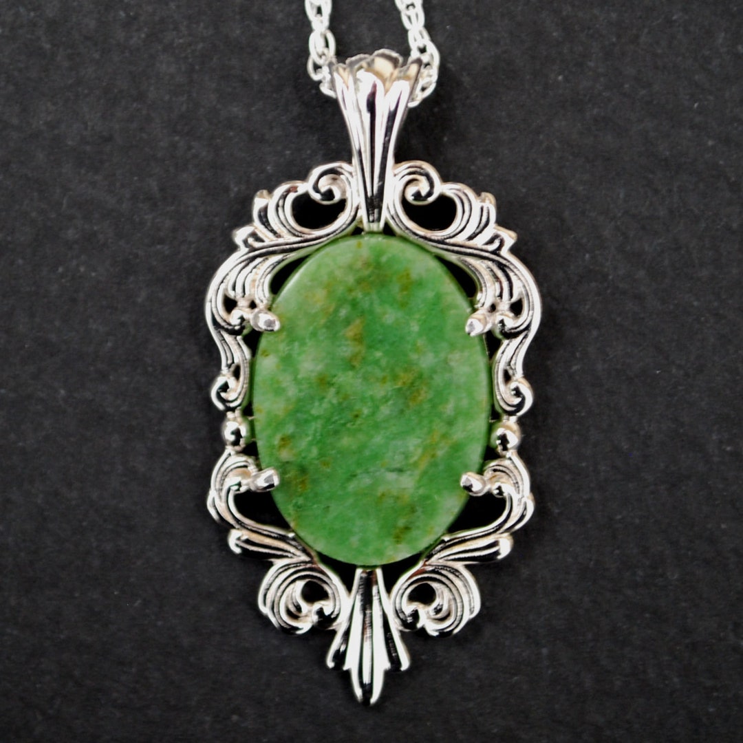 Gorgeous Wyoming Jade 925 Sterling Silver Necklace - Etsy