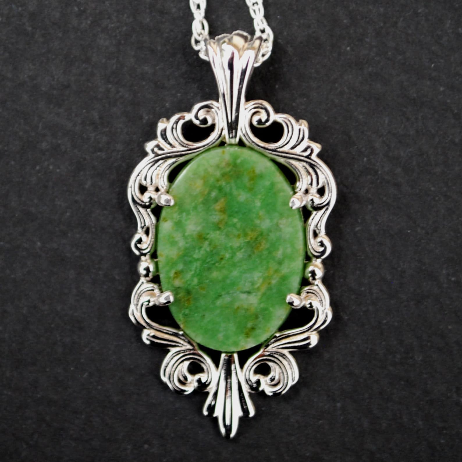 Wyoming Jade 925 Sterling Silver Necklace Etsy