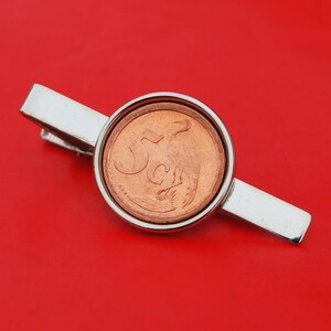 1993 South Africa 5 Cent BU Uncirculated Coin Silver Plated Tie Clip Clasp - Blue Crane
