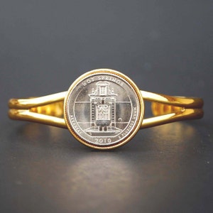 US 2010 ~ 2015 America the Beautiful Washington Quarter BU Unc Coin Gold Plated Cuff Bracelet