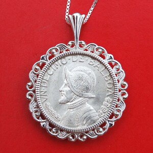 1962 Panama 1/10 Balboas UN DECIMO&#39;S BU Uncirculated 90% Silver Coin Solid 925 Sterling Silver Necklace