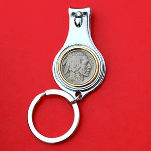 US 1913 ~ 1938 Indian Head Buffalo Nickel 5 Cent Coin All-in-One Key Ring Bottle Opener Nail Cutter Clipper NEW