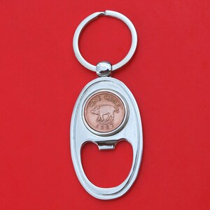 Bermuda 1970 ~ 2009 RANDOM YEAR One Cent Coin Key Chain Ring Bottle Opener NEW - Wild Boar