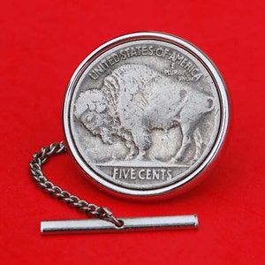 US 1913 ~ 1938 Indian Head Buffalo Nickel Silver or Gold Plated Tie Tac Tack BRAND NEW