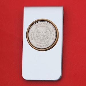2011 Singapore 10 Cents Coin Stainless Steel Money Clip New - National Arms