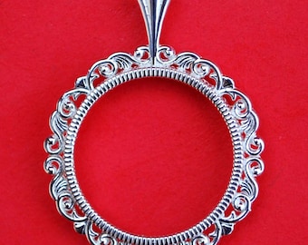 Solid 925 Sterling Silver Coin Bezel Mount Frame Settings Fit US Dimes and Other 18mm Diameter Coins