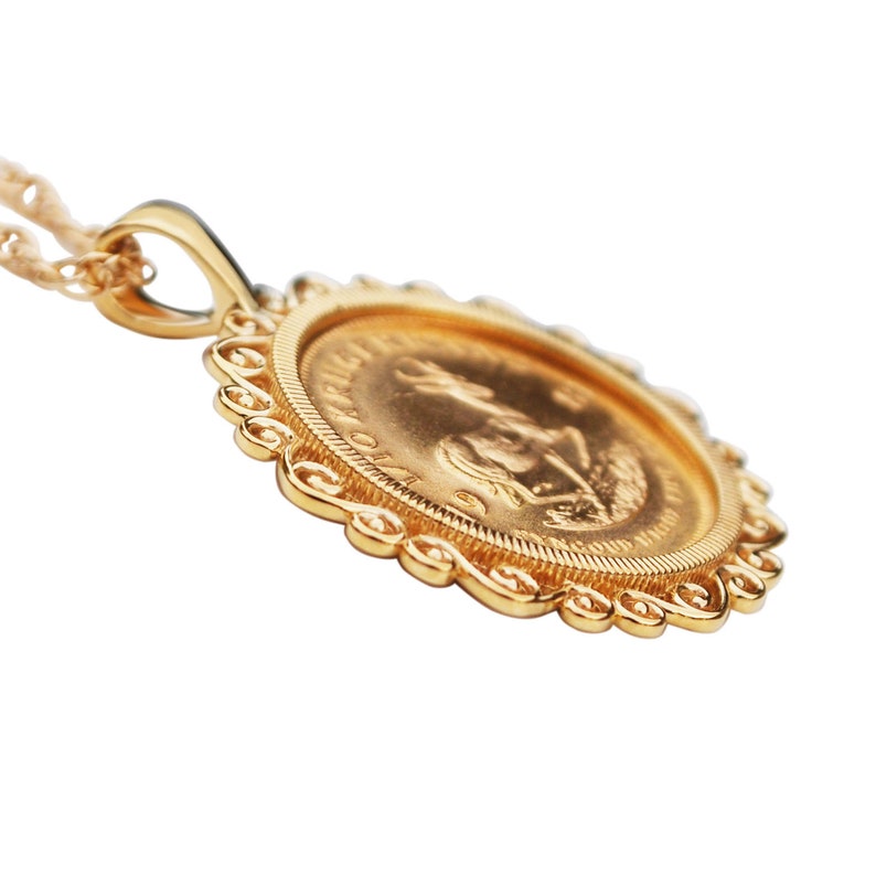 Springbok Golden Chain 1981 South Africa 1/10 Oz Gold Krugerrand BU Uncirculated Coin Necklace ...