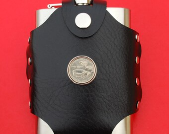 2009 Cuarto Moneda Acero Inoxidable Hip Flask - Islas Vírgenes, Guam, Distrito de Columbia, Puerto Rico, Samoa Americana, Islas Marianas del Norte