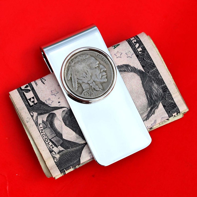 High Quality US 1936 Indian Head Buffalo Nickel 5 Cent Coin Solid Brass Silver Plated Money Clip New