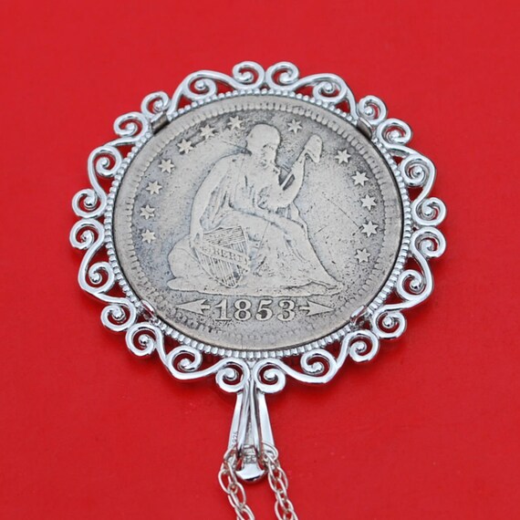 US 1853 Seated Liberty Quarter 90% Silver Coin Solid 925