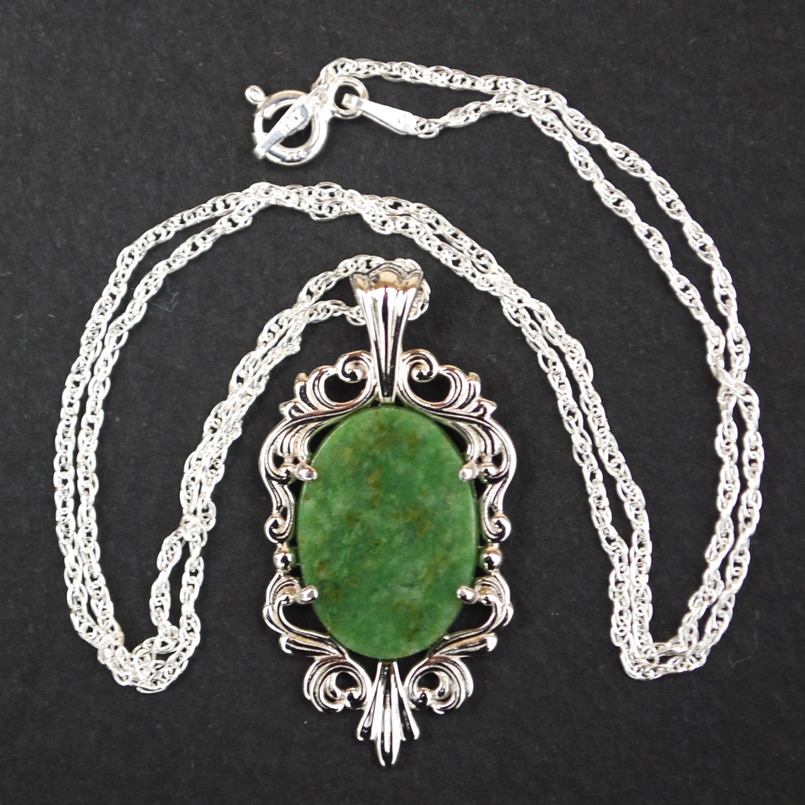 Wyoming Jade 925 Sterling Silver Necklace Etsy