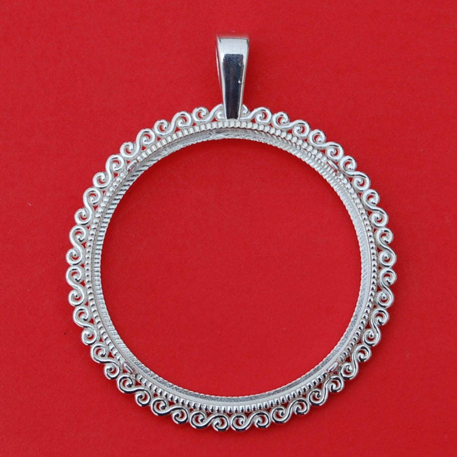 Solid 925 Sterling Silver Coin Bezel Mount Frame Settings Fit 27mm ...