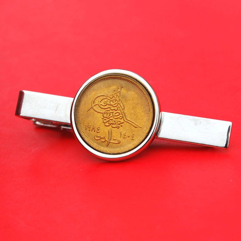 Egypt 1984 1 Piastre Gold Pyramids Gem BU Uncirculated Coin Stainless Steel Silver Money Clip New