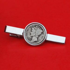 US 1916 bis 1945 Mercury Dime 90 % Silber 10 Cent Münze Silber vergoldet Krawatte Clip Verschluss NEU