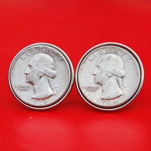 US 1932 ~ 1954 Washington Quarter 90% Silver Coin Cufflinks NEW