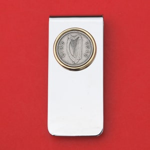 1928 ~ 1968 Irish Ireland 3 Pence Harp Coin Solid Brass Money Clip New