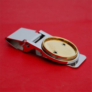 BLANK Hinged Money Clip Findings w. Coin Bezel to Fit US Quarters & Other 24mm ~ 24.26mm Diameter Coins NEW