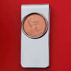 1990 Greece 2 Drachmes BU Unc Coin Solid Brass Money Clip New - Manto Mavrogenous 1797 - 1840 Independence Hero