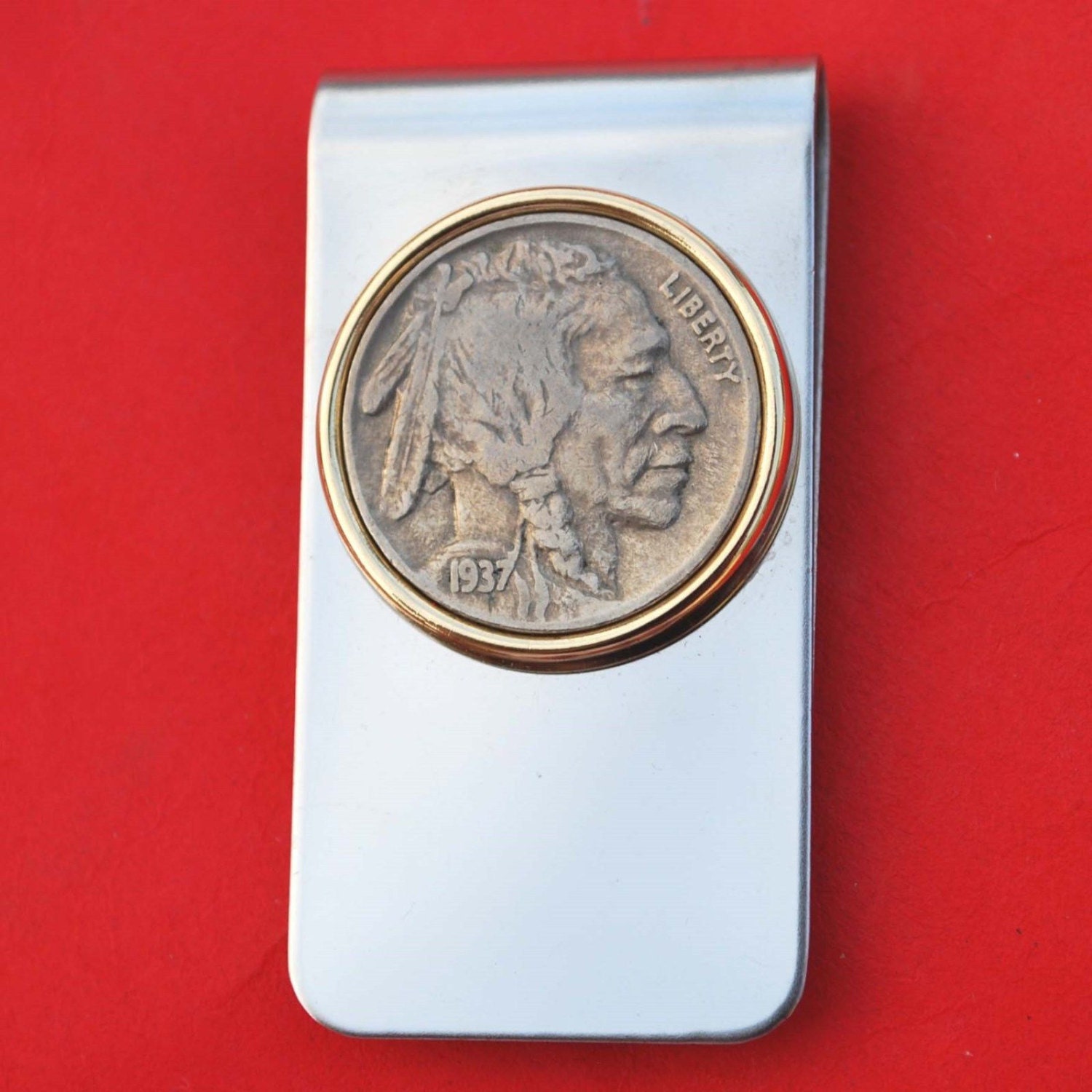 Buffalo Nickel Front Pocket Money Clip Wallet No Personalization