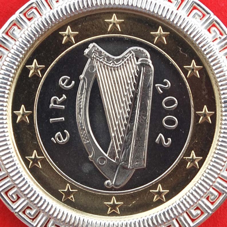 2002 Ireland One Euro BU Unc Coin Solid 925 Sterling Silver Etsy