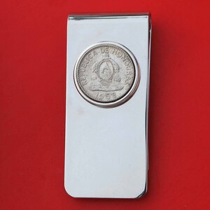 1931 ~ 1958 Honduras 20 Centavos 90% Silver Coin Solid Brass Money Clip New - National Arms