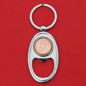US 1909 ~ Current Year Lincoln Small Cent BU Uncirculated Coin Gold Silver Two Tone Key Chain Ring Bottle Opener NEW - Lucky Penny